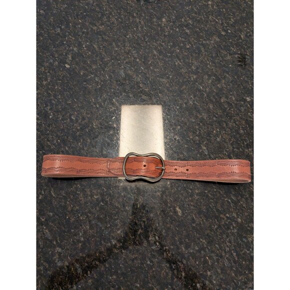 Levi's Belt Mens Sz 39 Brown Tooled Leather - Picture 3 of 7